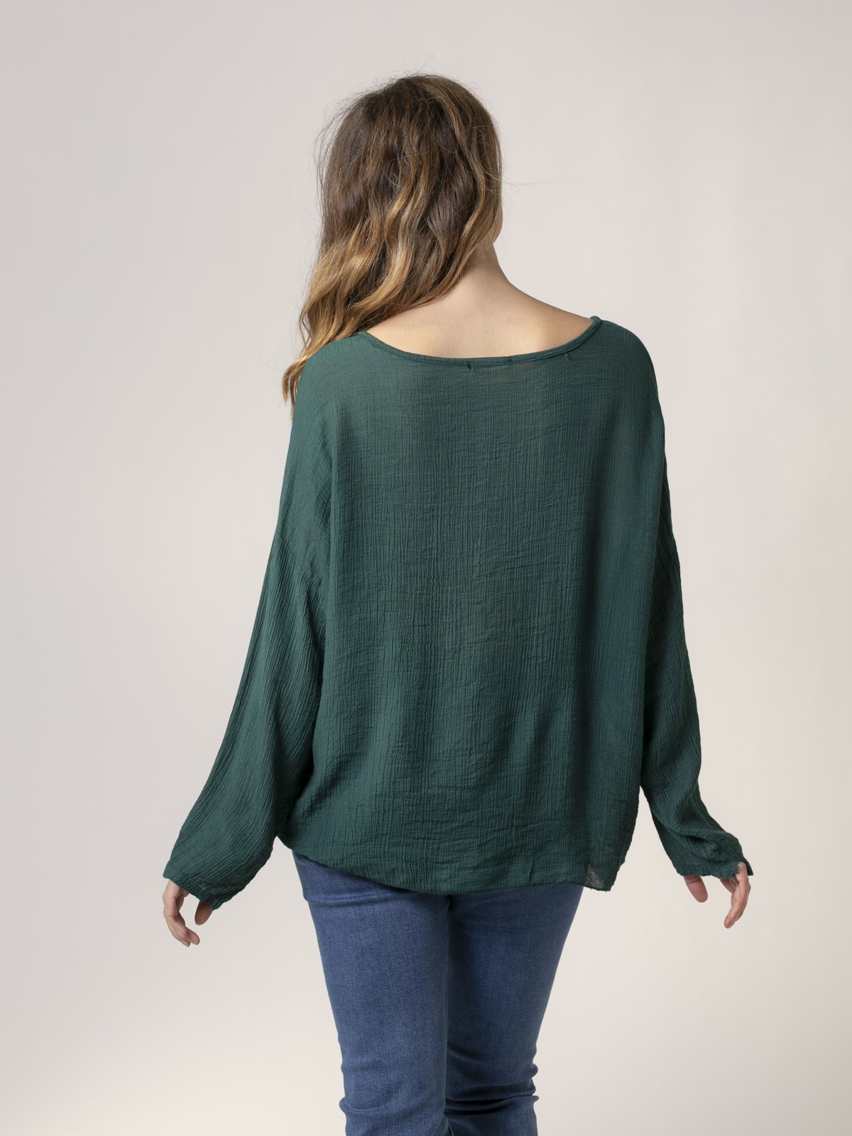 Woman Flowy teen blouse with buttons Green
