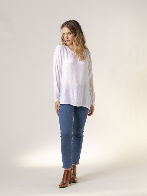 Woman fluid minimal blouse White