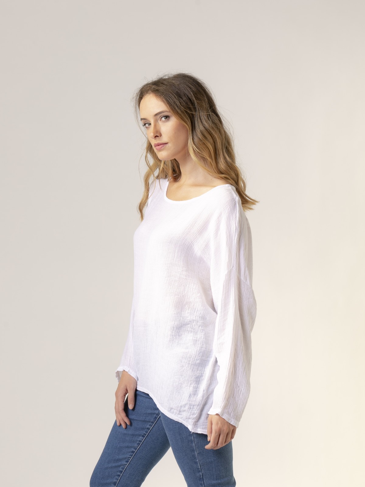 Woman fluid minimal blouse White