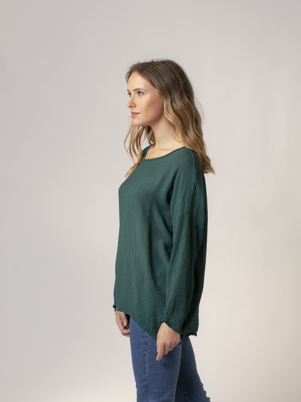 Woman fluid minimal blouse Green