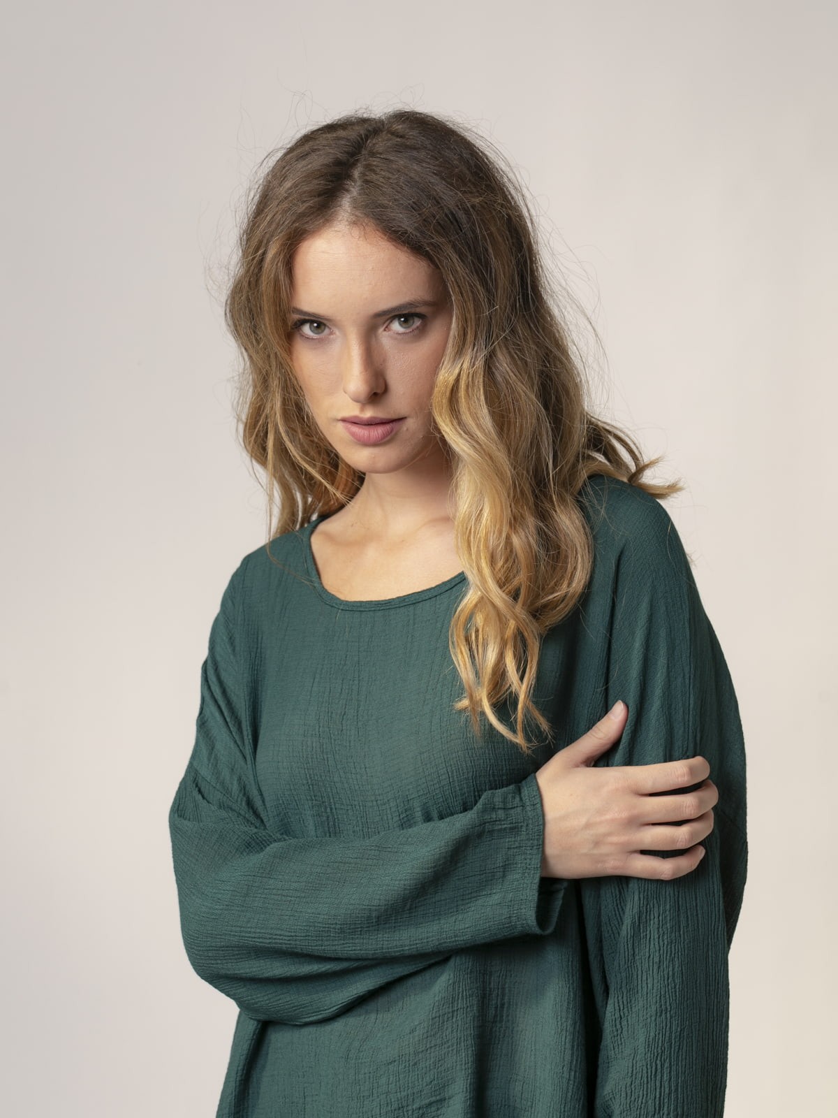 Woman fluid minimal blouse Green