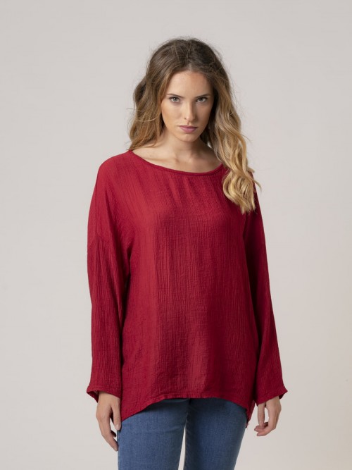Woman fluid minimal blouse Red