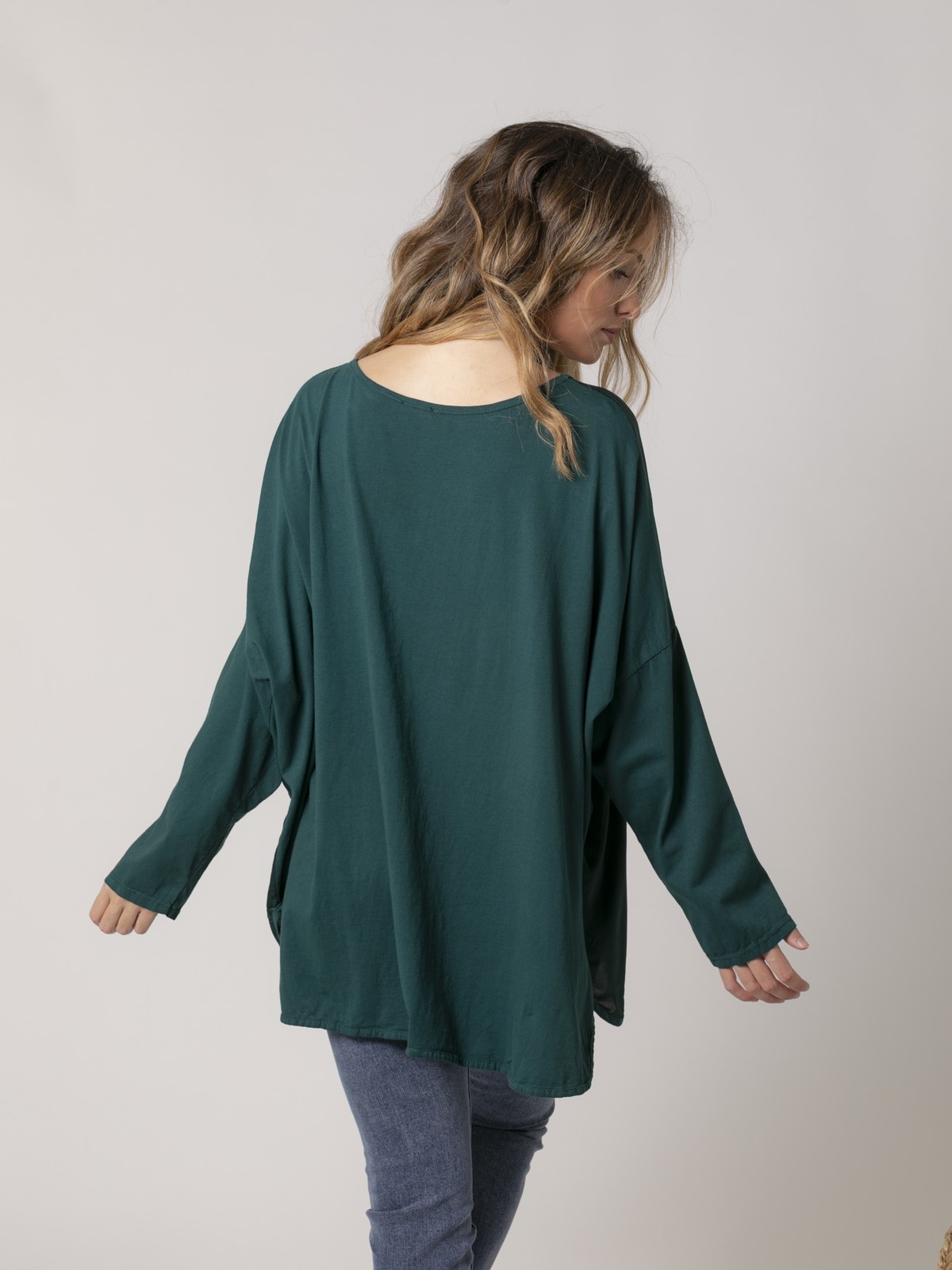 Woman Oversize 2-fabric T-shirt Green