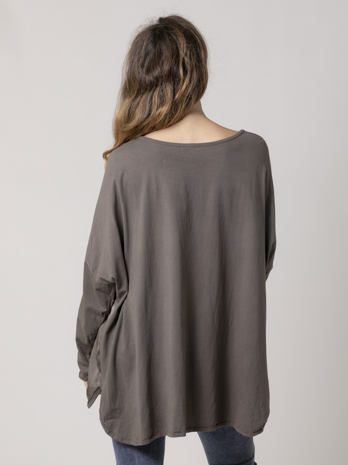 Woman Oversize 2-fabric T-shirt Stone