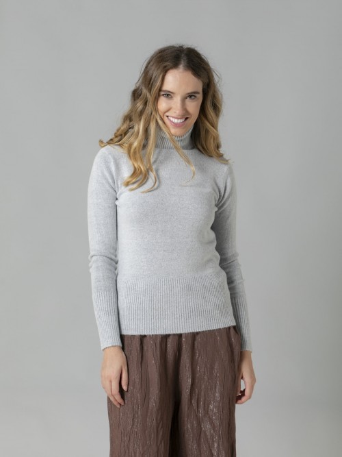 Woman Soft slim fit turtleneck sweater Grey