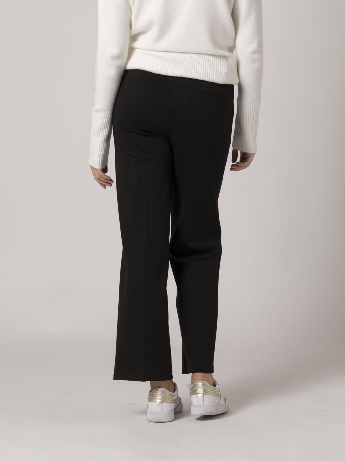 Woman High quality knitted wide leg trousers Black