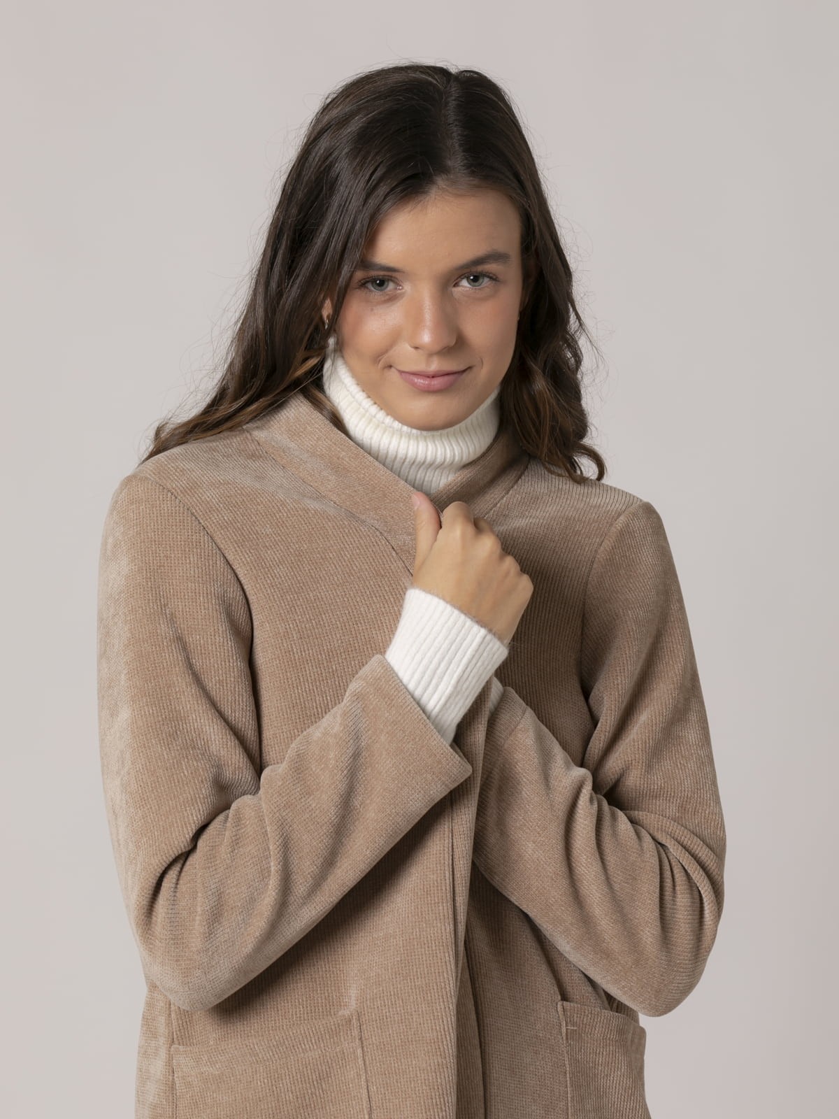 Woman Pockets knit jacket Beige