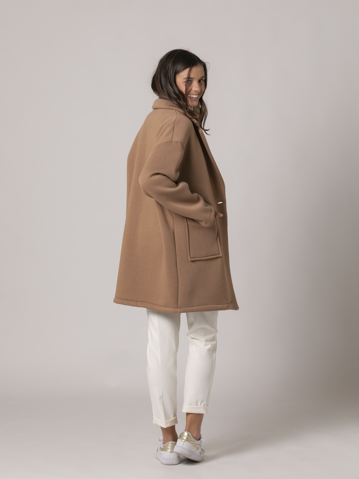Woman Comfort fleece jacket Camel