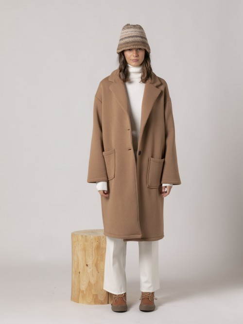 Woman Long plush comfort coat Camel