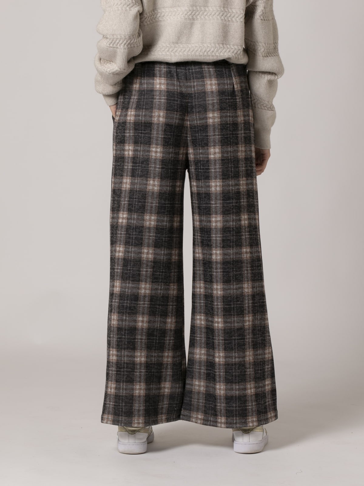 Woman B soft checked trousers Grey
