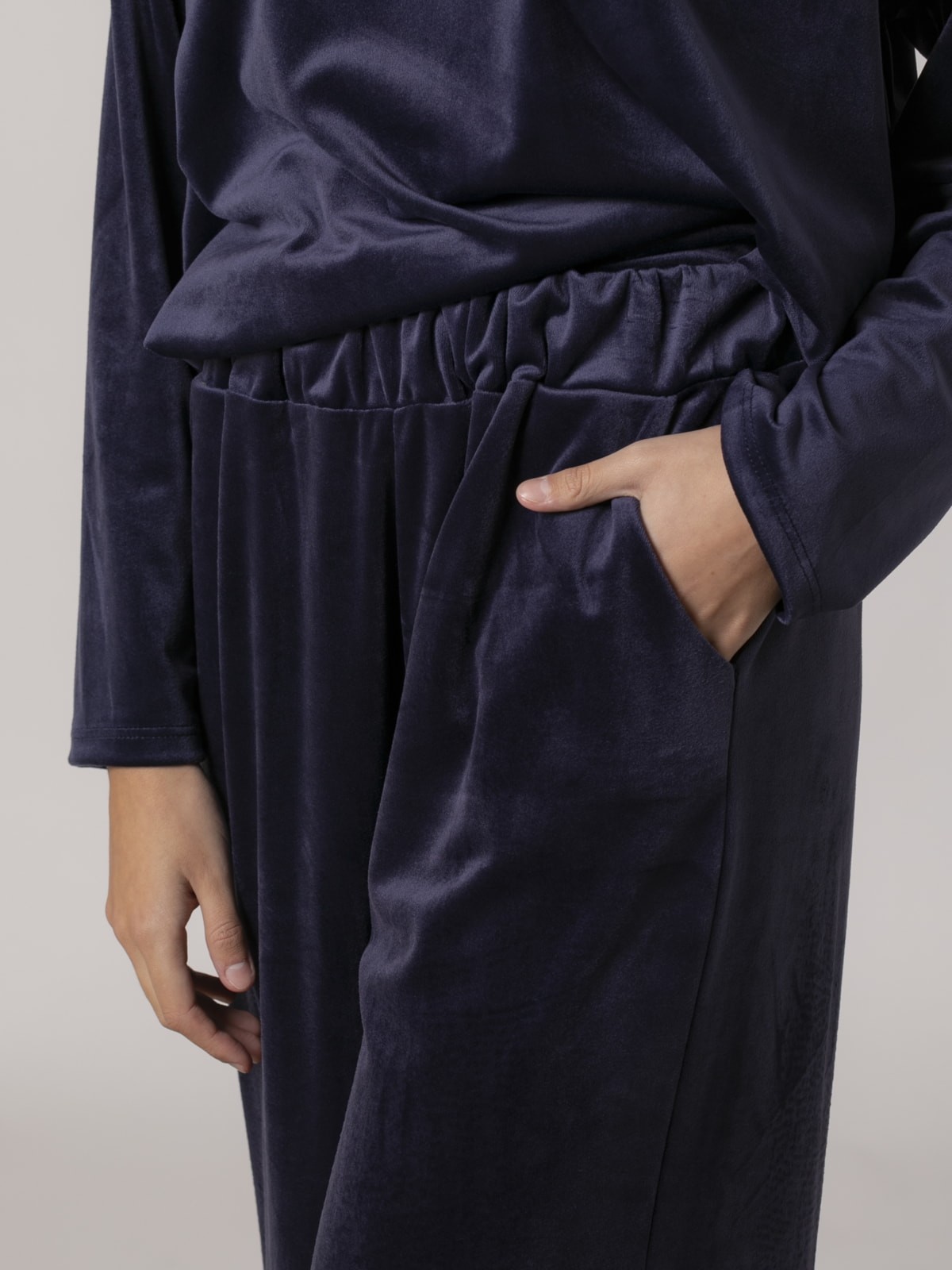 Woman Wide leg stretch trousers with pockets Blue Navy