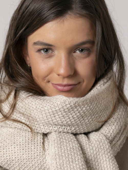 Woman Plain Italian fabric scarf Beige