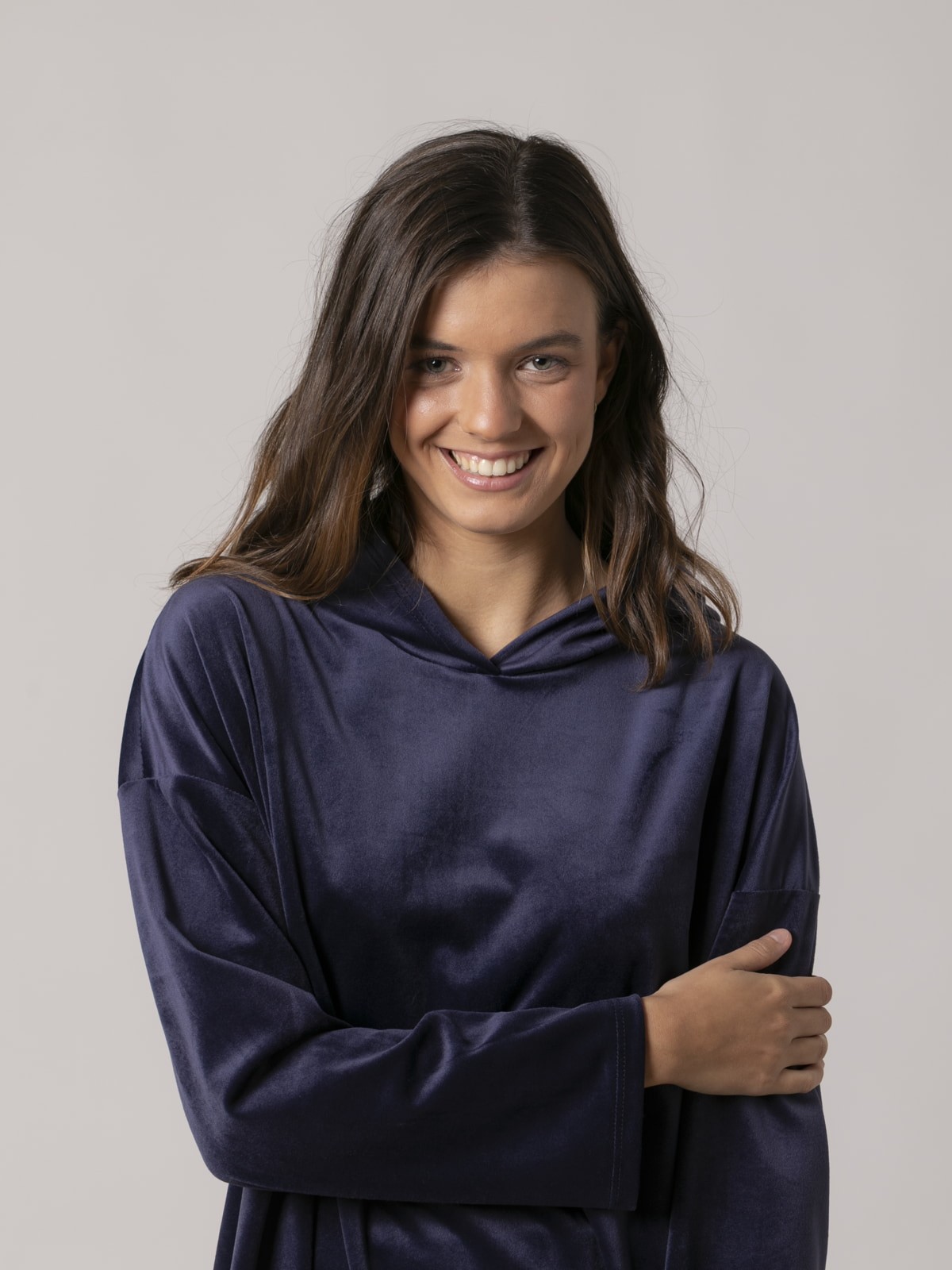 Woman Velvet sweatshirt Blue Navy