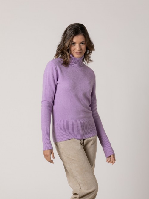 Woman Soft slim fit turtleneck sweater Violet