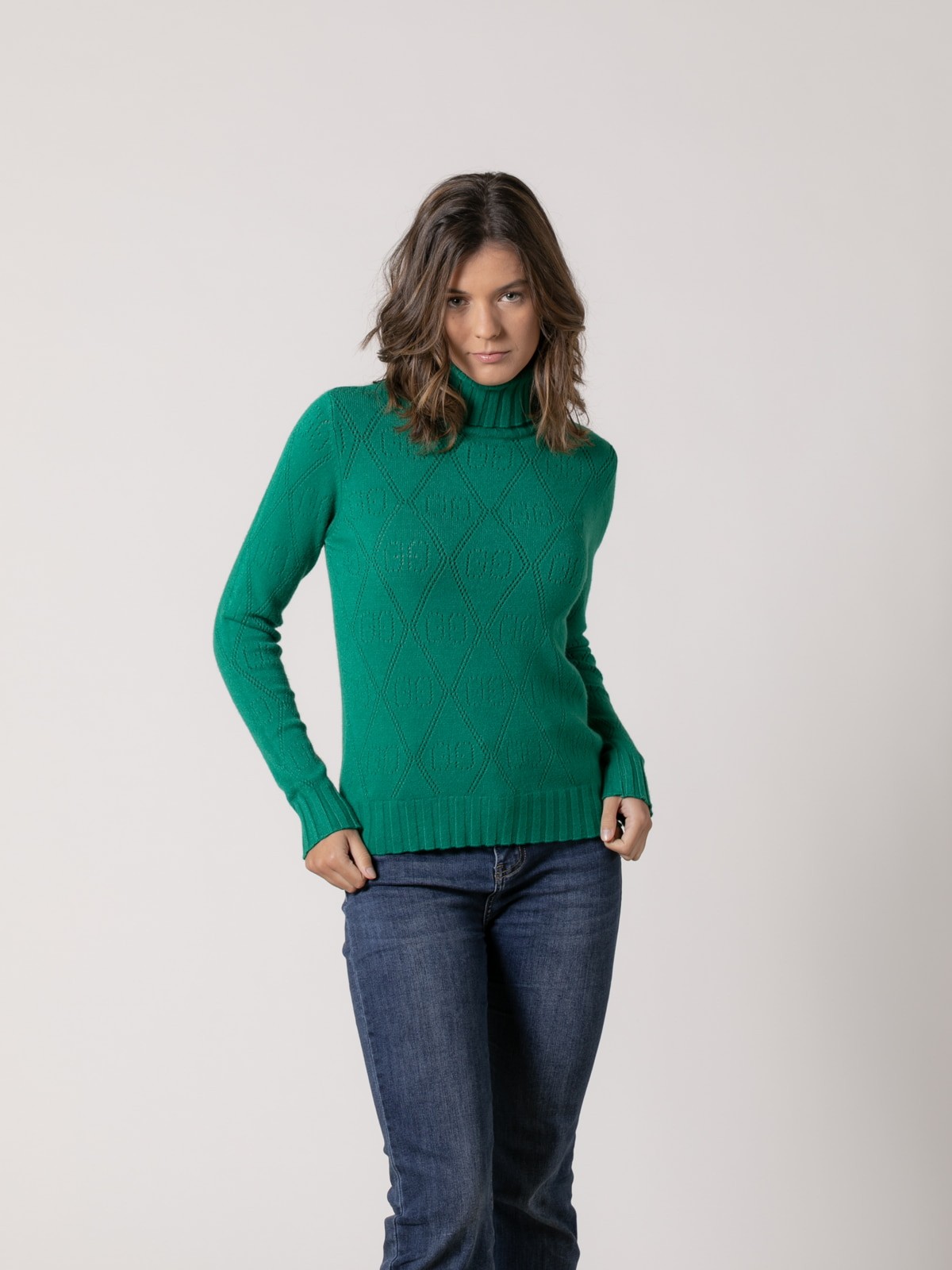 Woman Chanel swan pattern slim fit sweater  Green