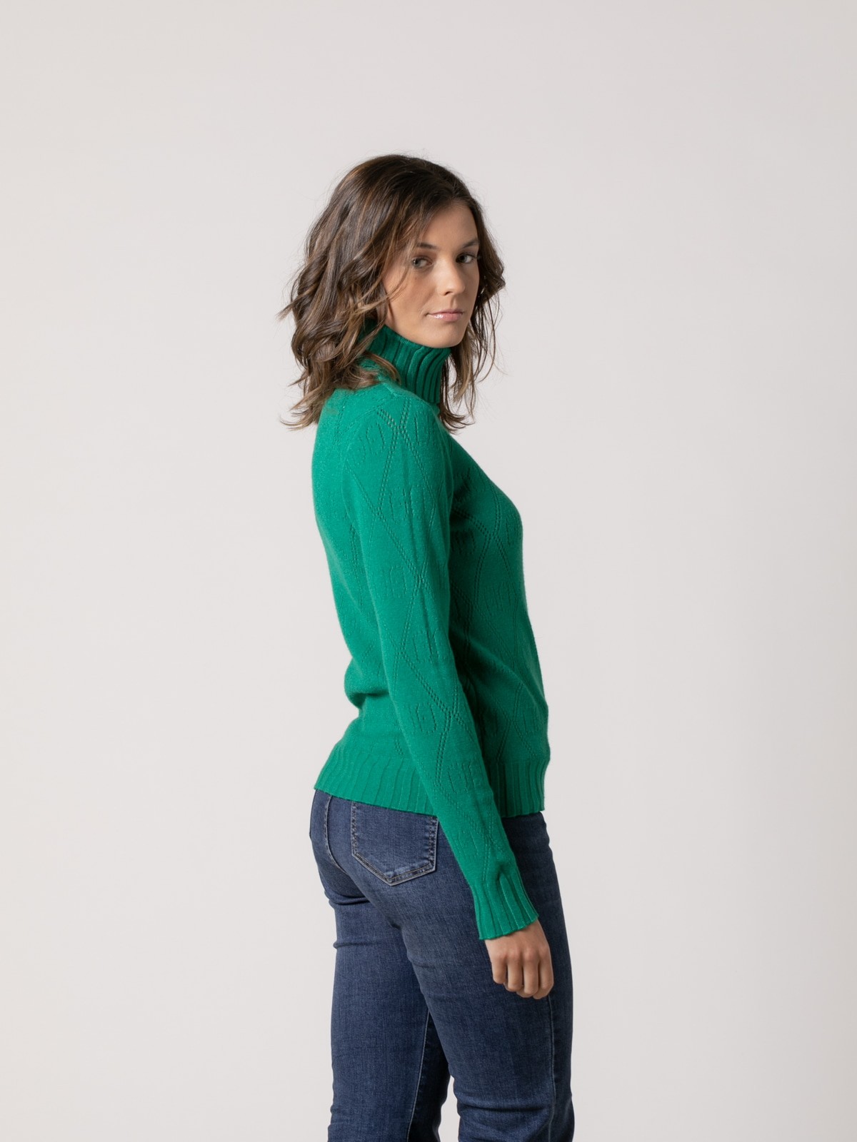 Woman Chanel swan pattern slim fit sweater  Green