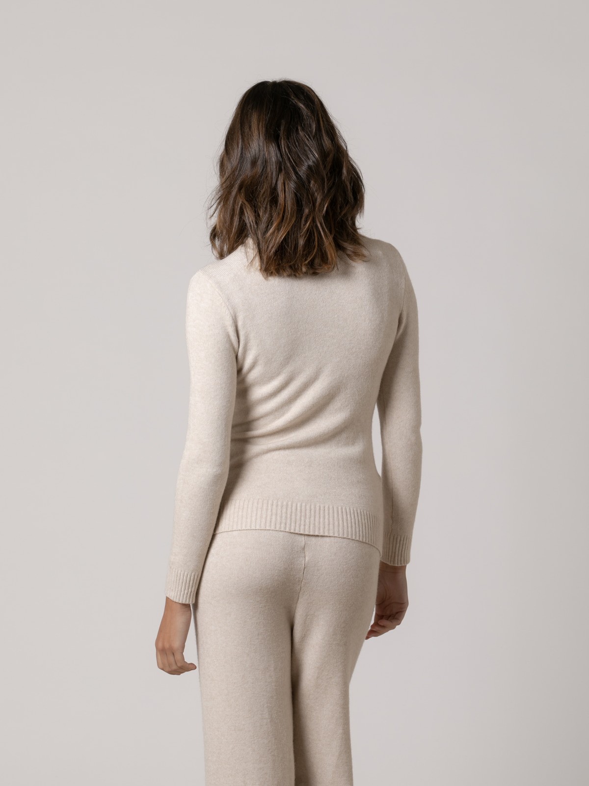 Woman Cashmere-like jumper with classic turtleneck  Beige