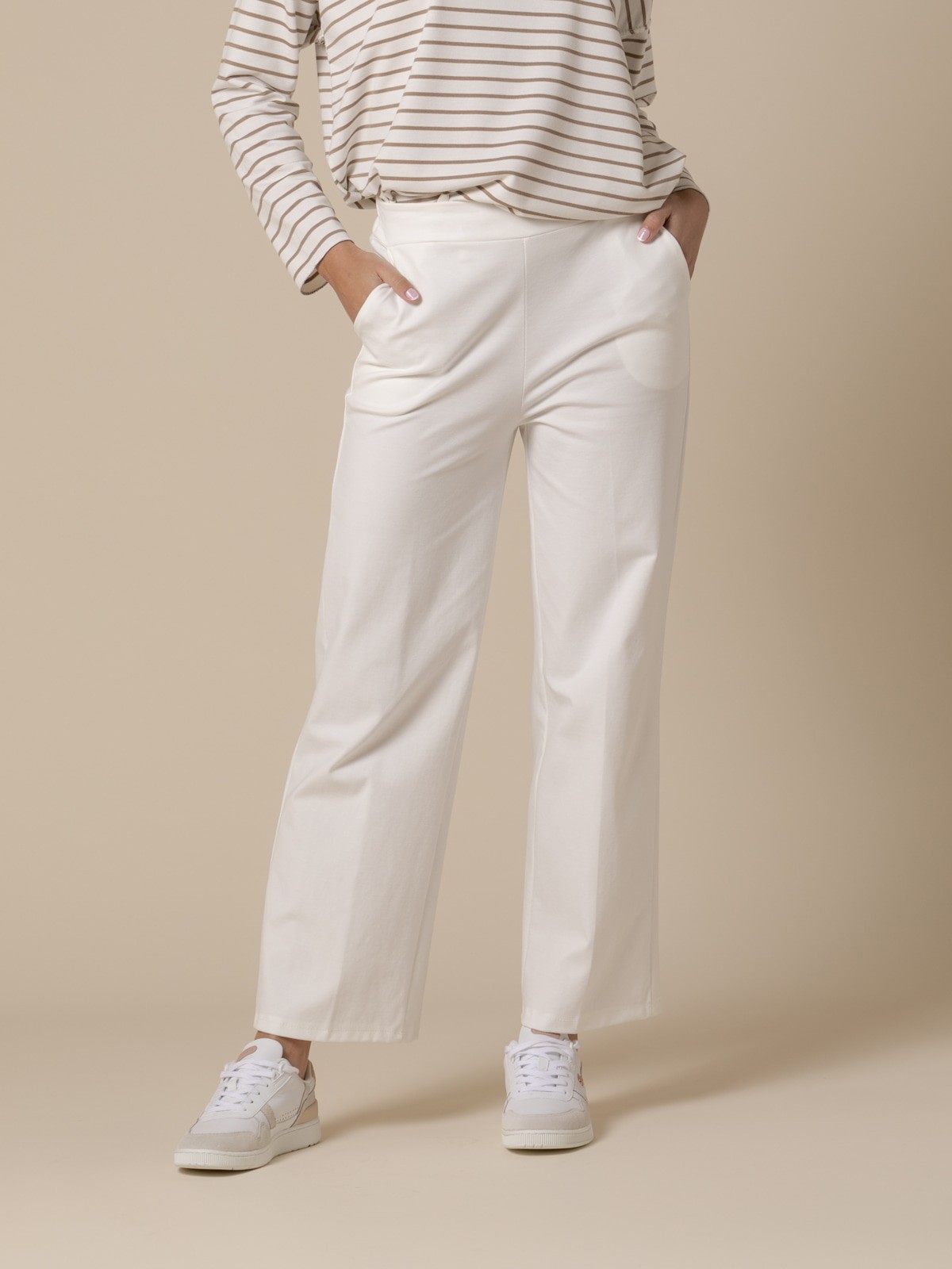 Pantalón comfy punto de seda wide leg Crudo