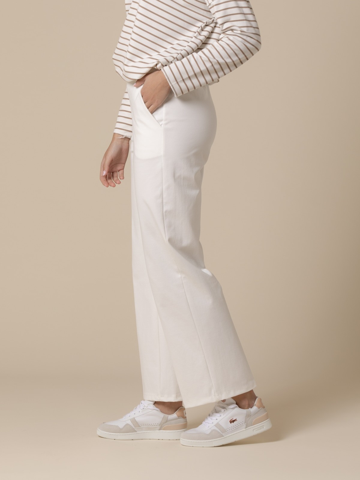 Pantalón comfy punto de seda wide leg Crudo