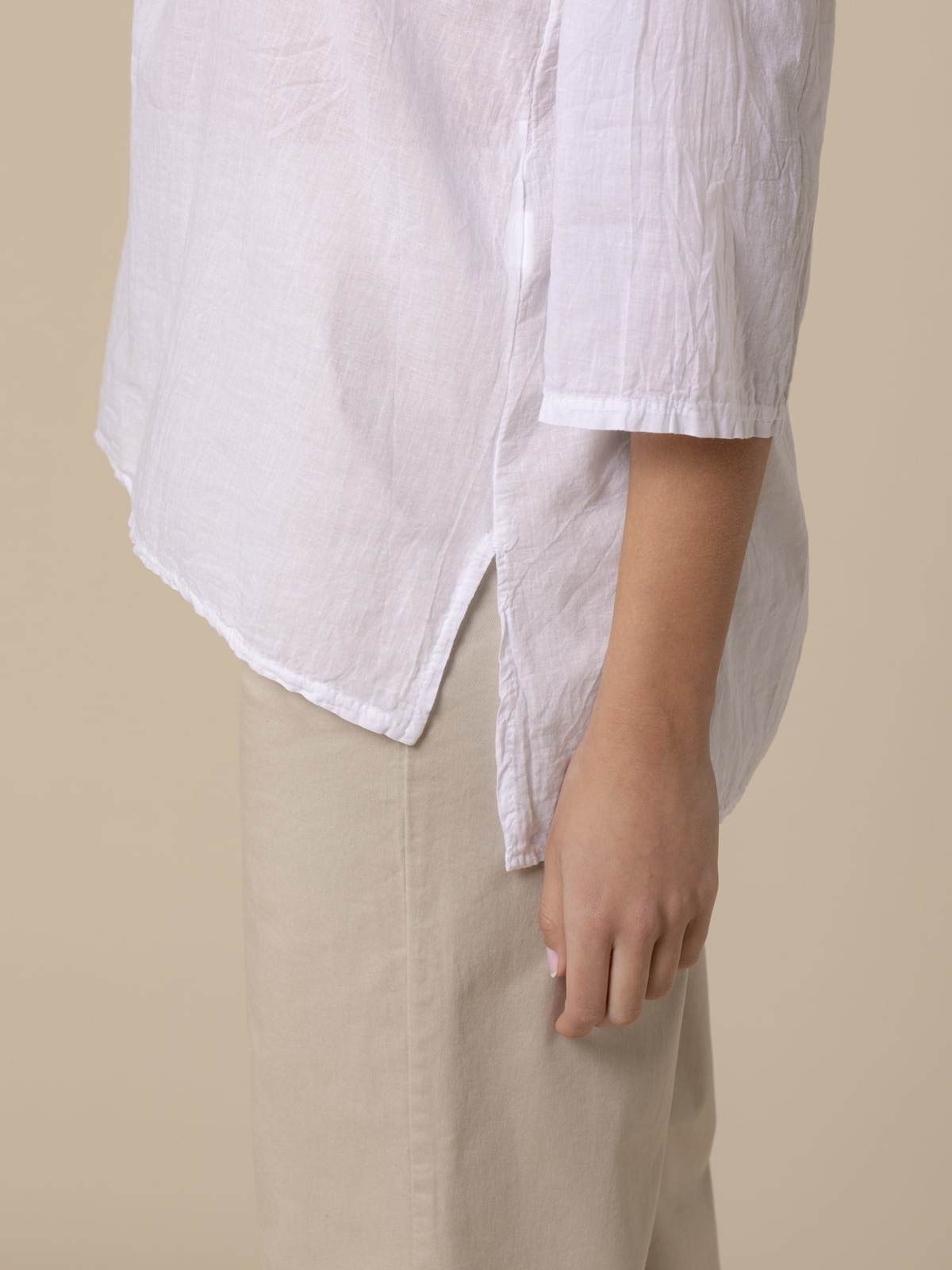 Woman 3-button cotton voile blouse  White