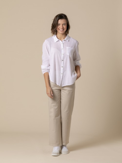 Woman 100% cotton voile must shirt  White