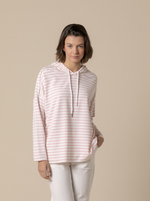 Woman Striped hoodie  Pink