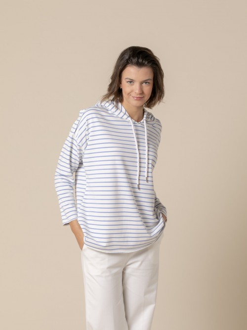 Woman Striped hoodie  Blue