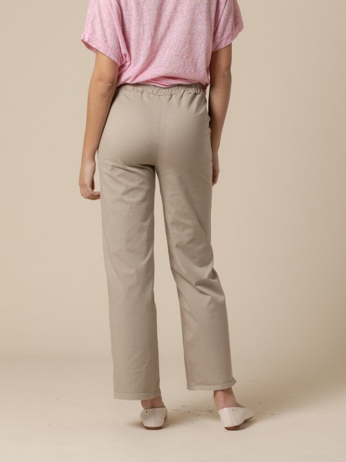 Camiseta oversize con lino en pico Magenta
