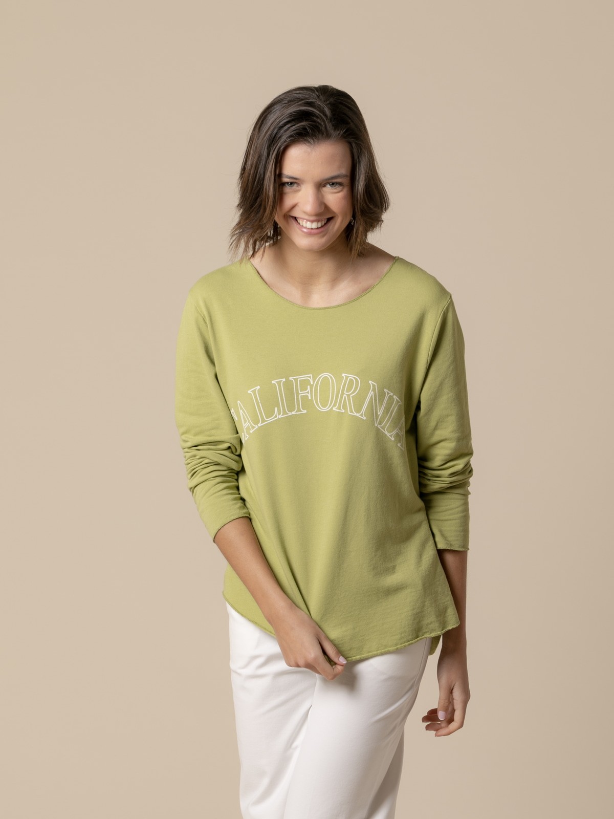 Woman California fine fleece T-shirt  Olive
