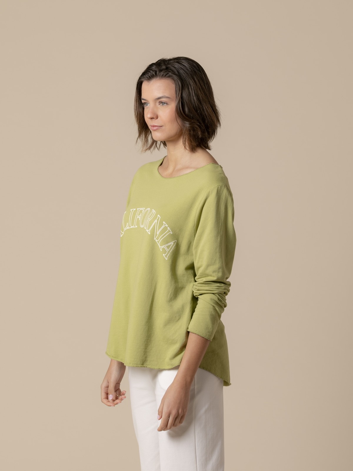 Woman California fine fleece T-shirt  Olive