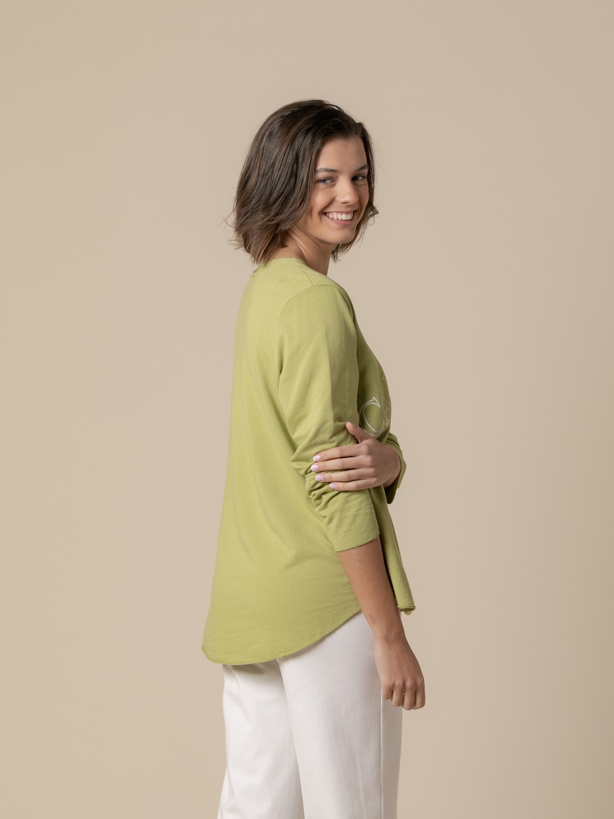 Woman California fine fleece T-shirt  Olive