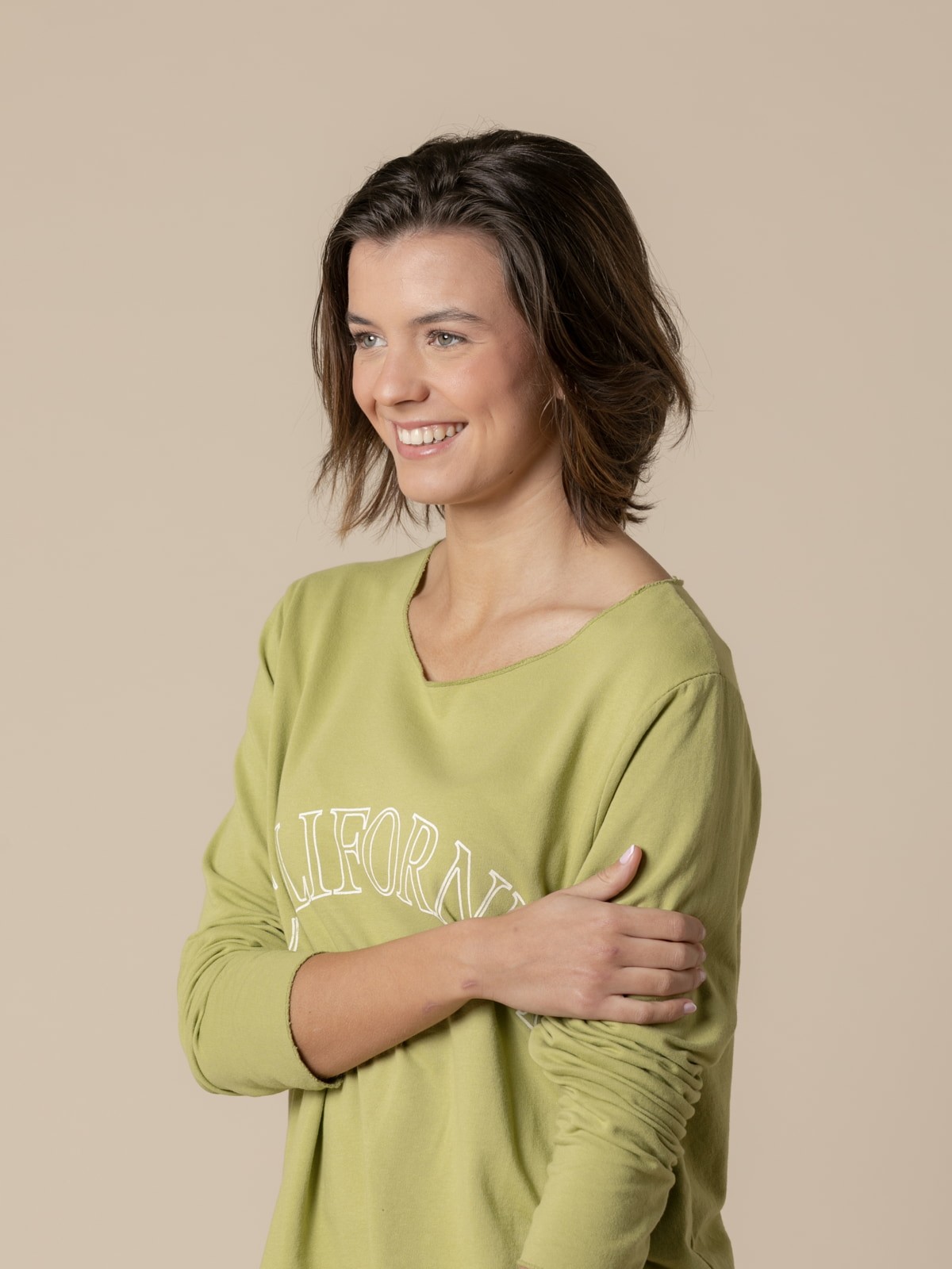 Woman California fine fleece T-shirt  Olive