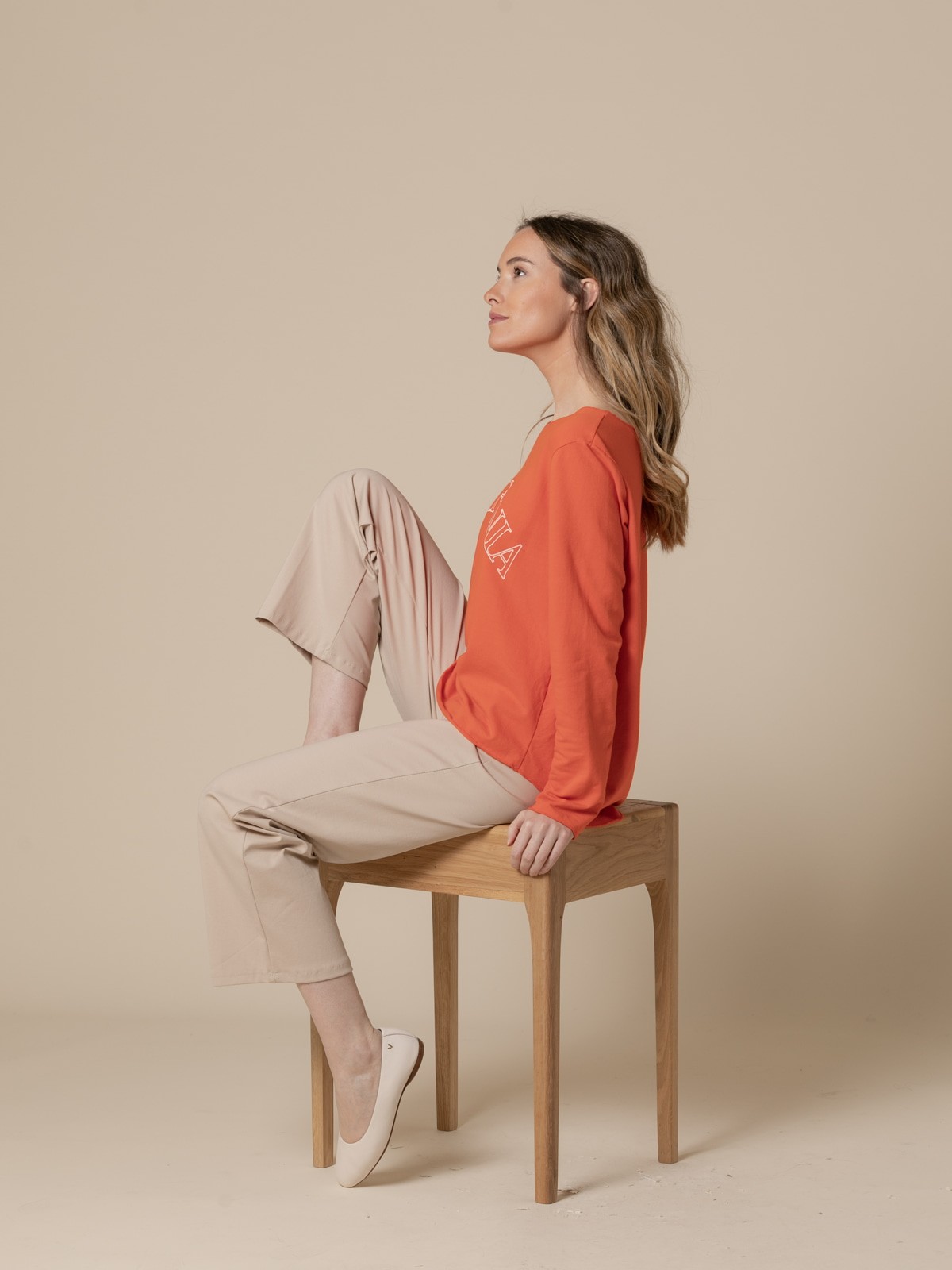 Woman California fine fleece T-shirt  Orange