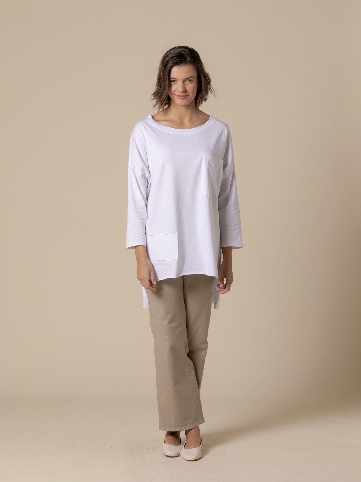 Woman Oversize fine fleece T-shirt  White