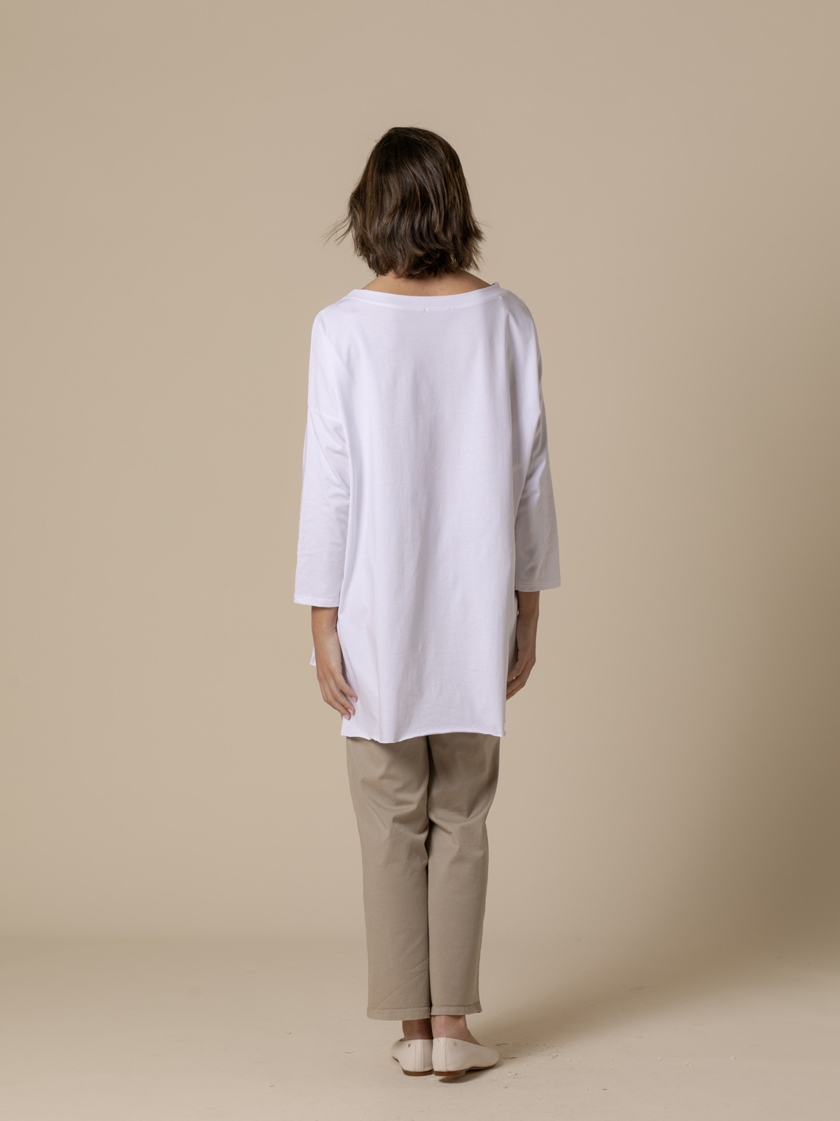Woman Oversize fine fleece T-shirt  White