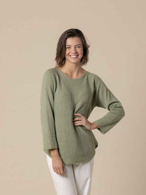 Woman Sweet boat neck jumper  Khaki