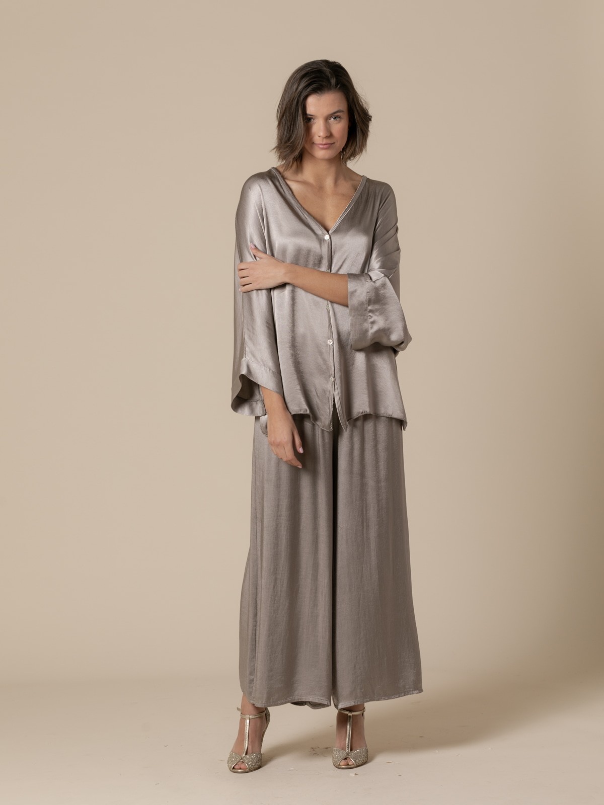 Woman Party line satin jacket  Taupe