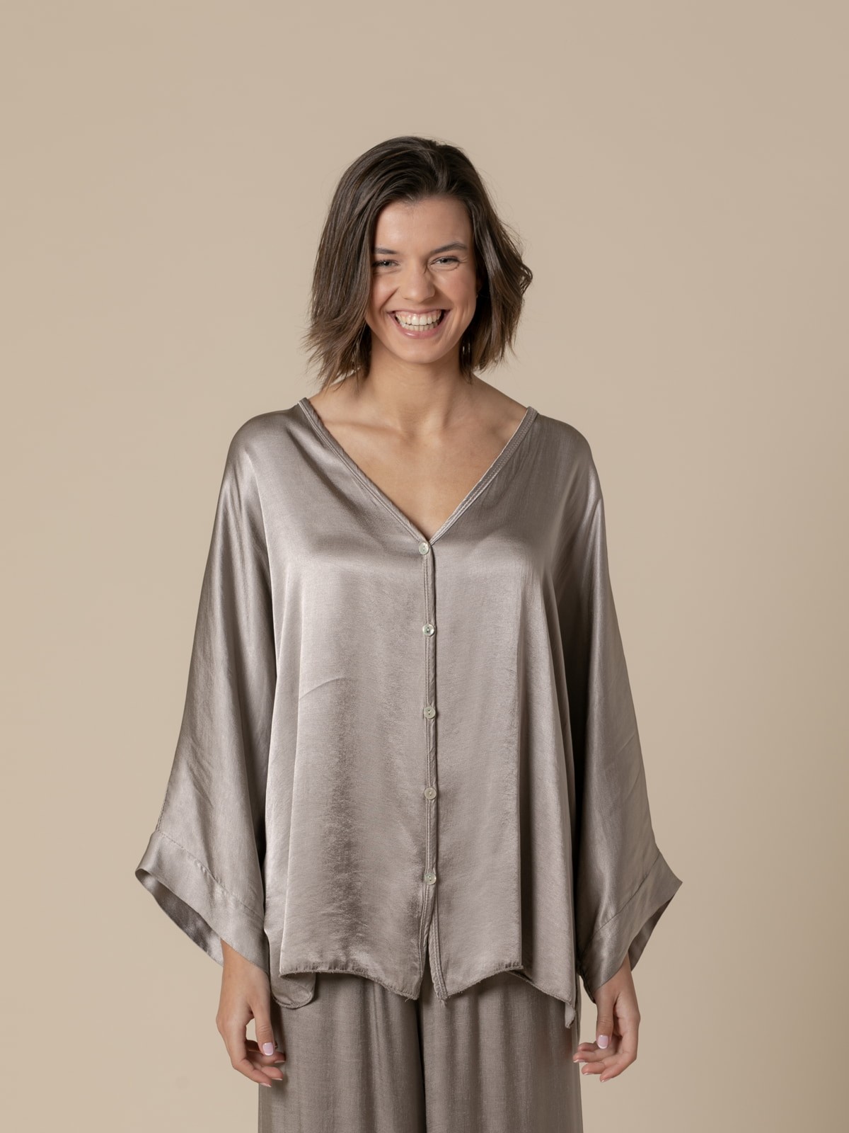 Woman Party line satin jacket  Taupe