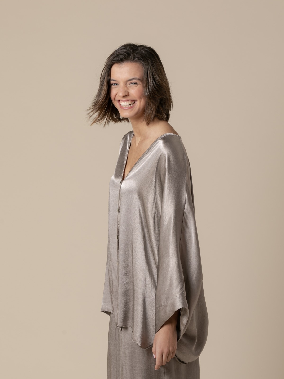 Woman Party line satin jacket  Taupe