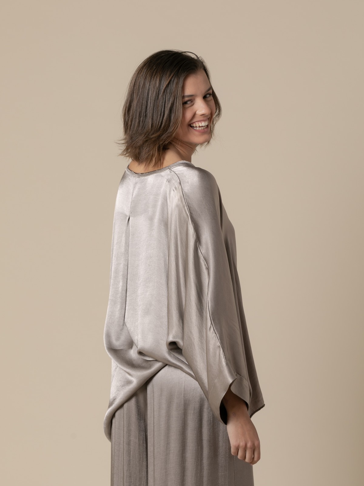 Woman Party line satin jacket  Taupe