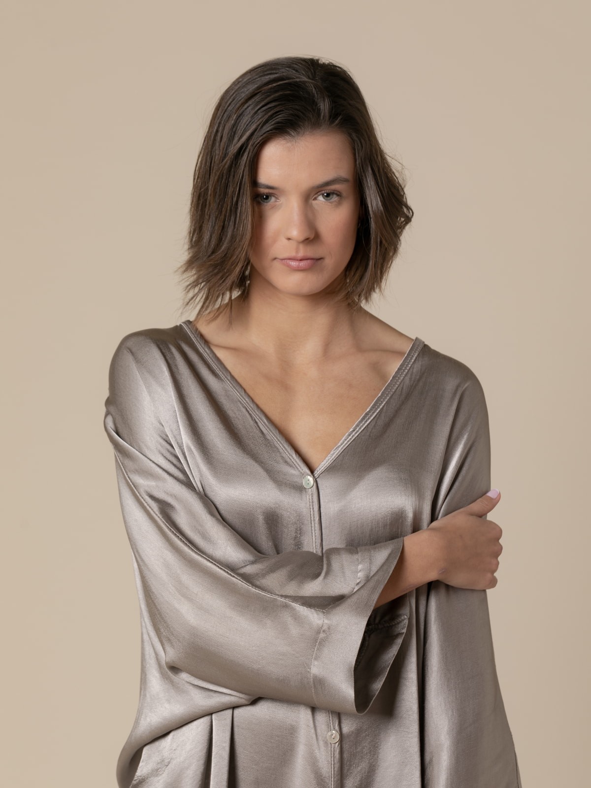 Woman Party line satin jacket  Taupe
