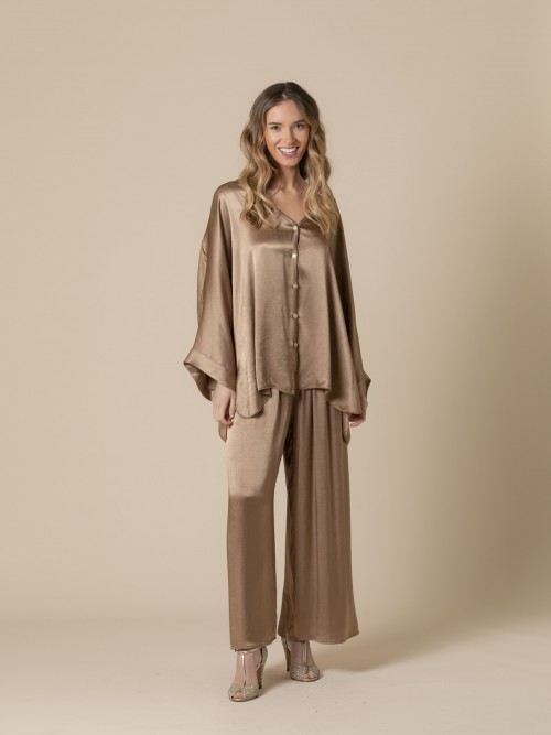 Woman Party line satin jacket  Camel