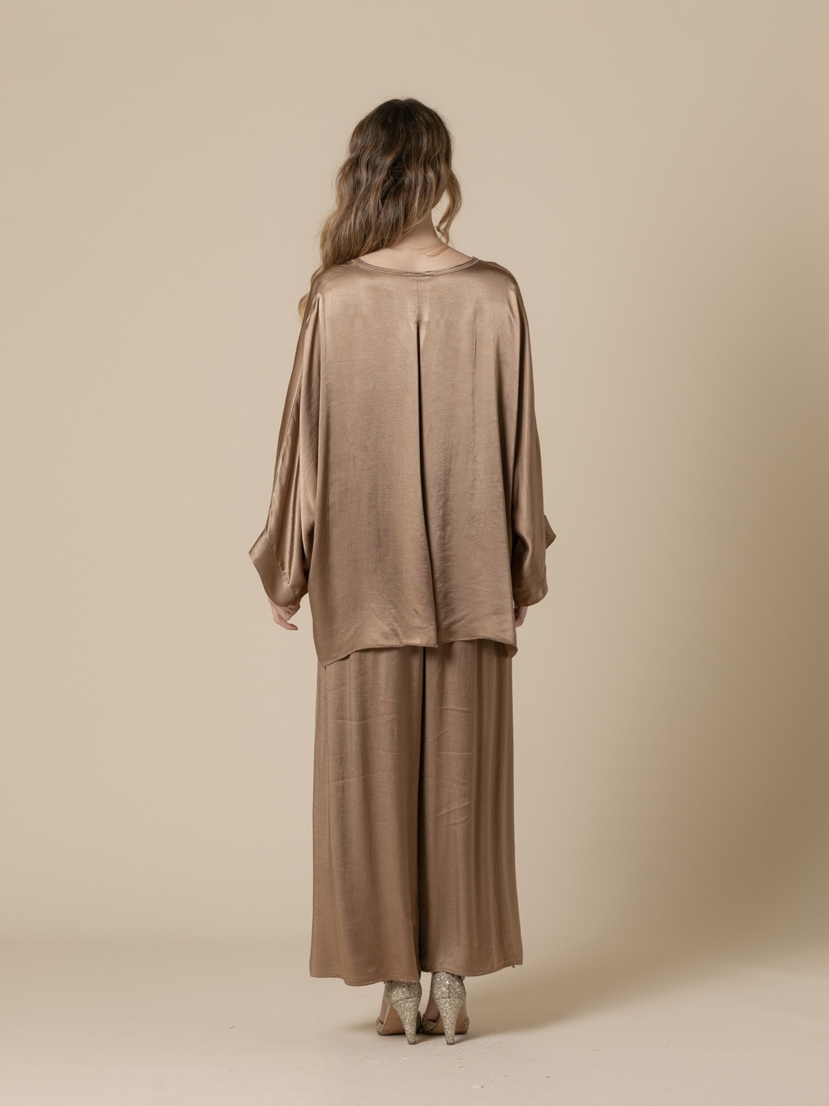 Woman Party line satin jacket  Camel