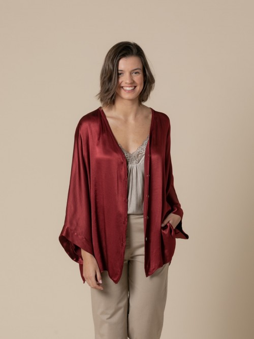 Woman Party line satin jacket  Bordeaux