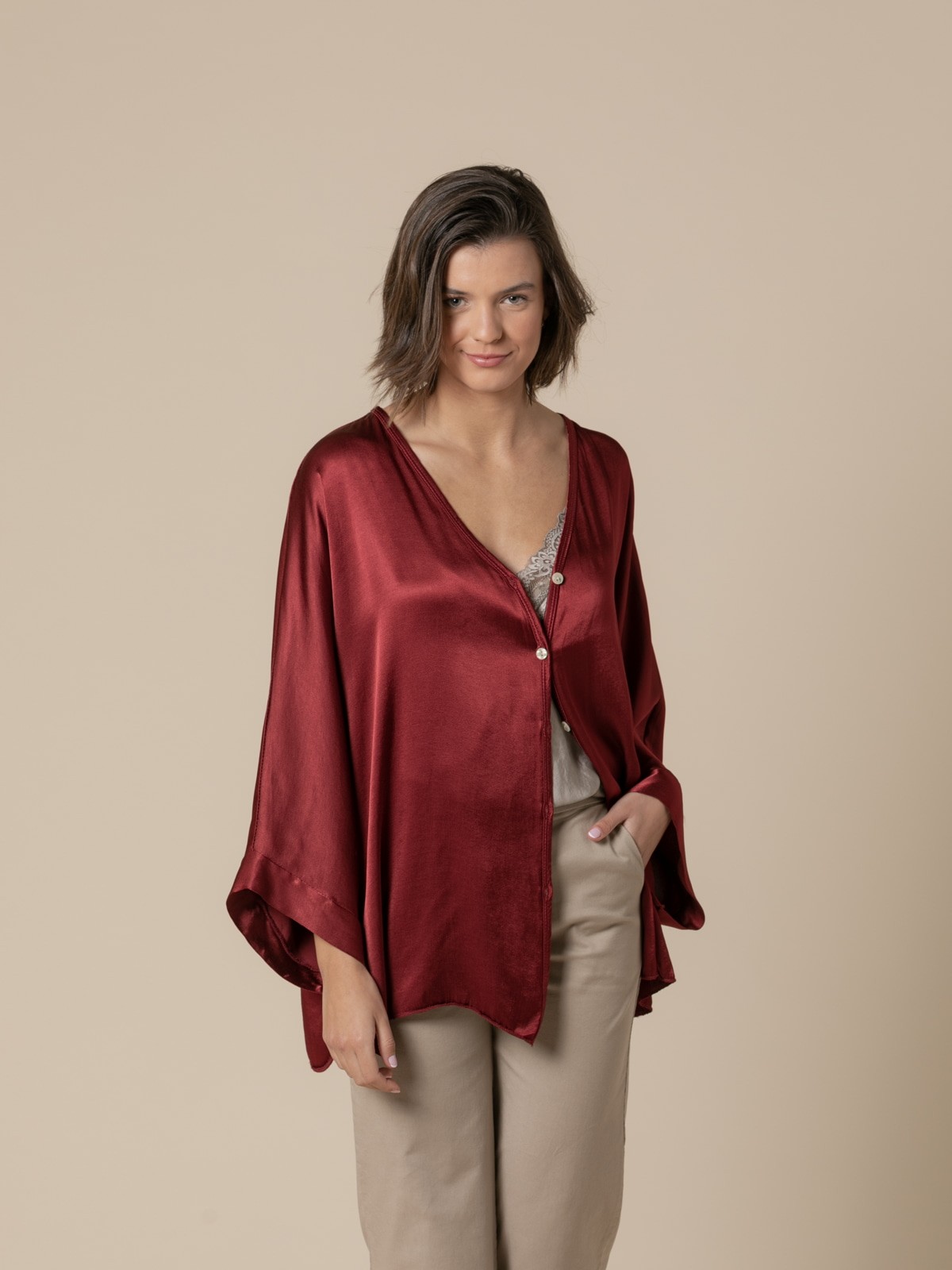 Woman Party line satin jacket  Bordeaux