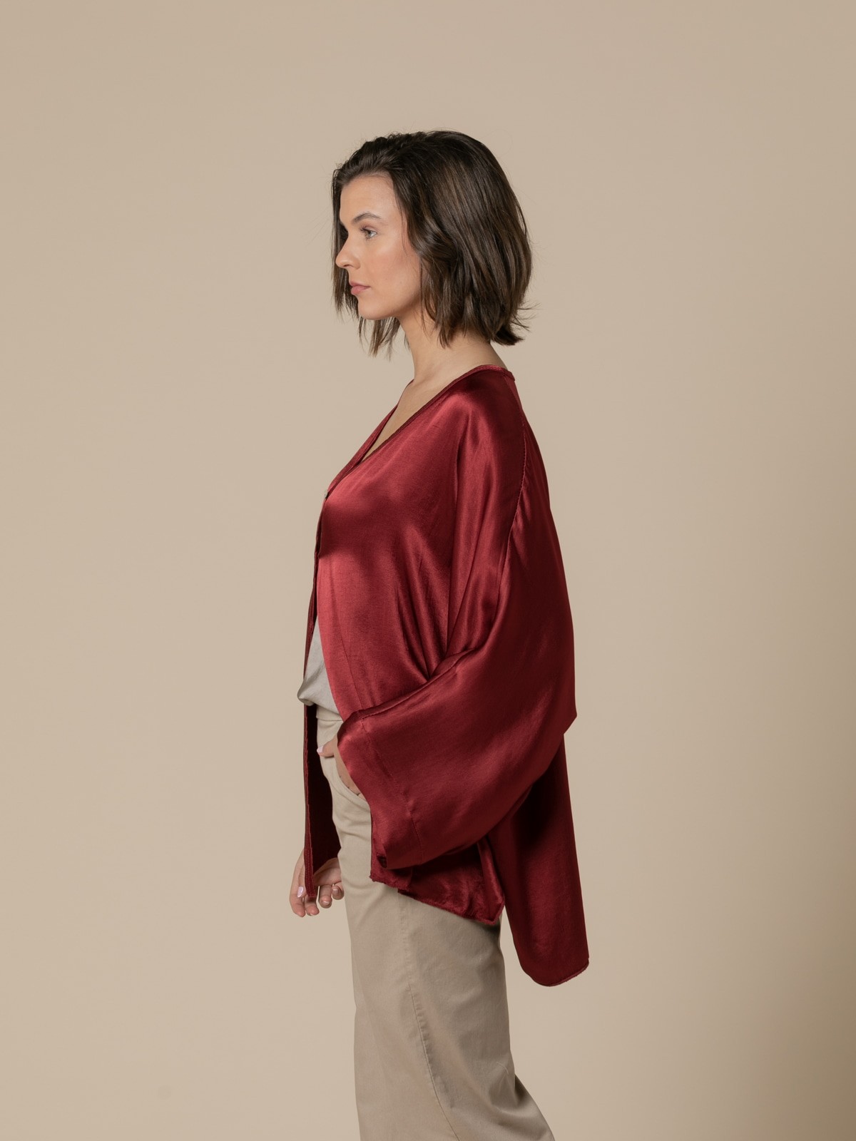 Woman Party line satin jacket  Bordeaux
