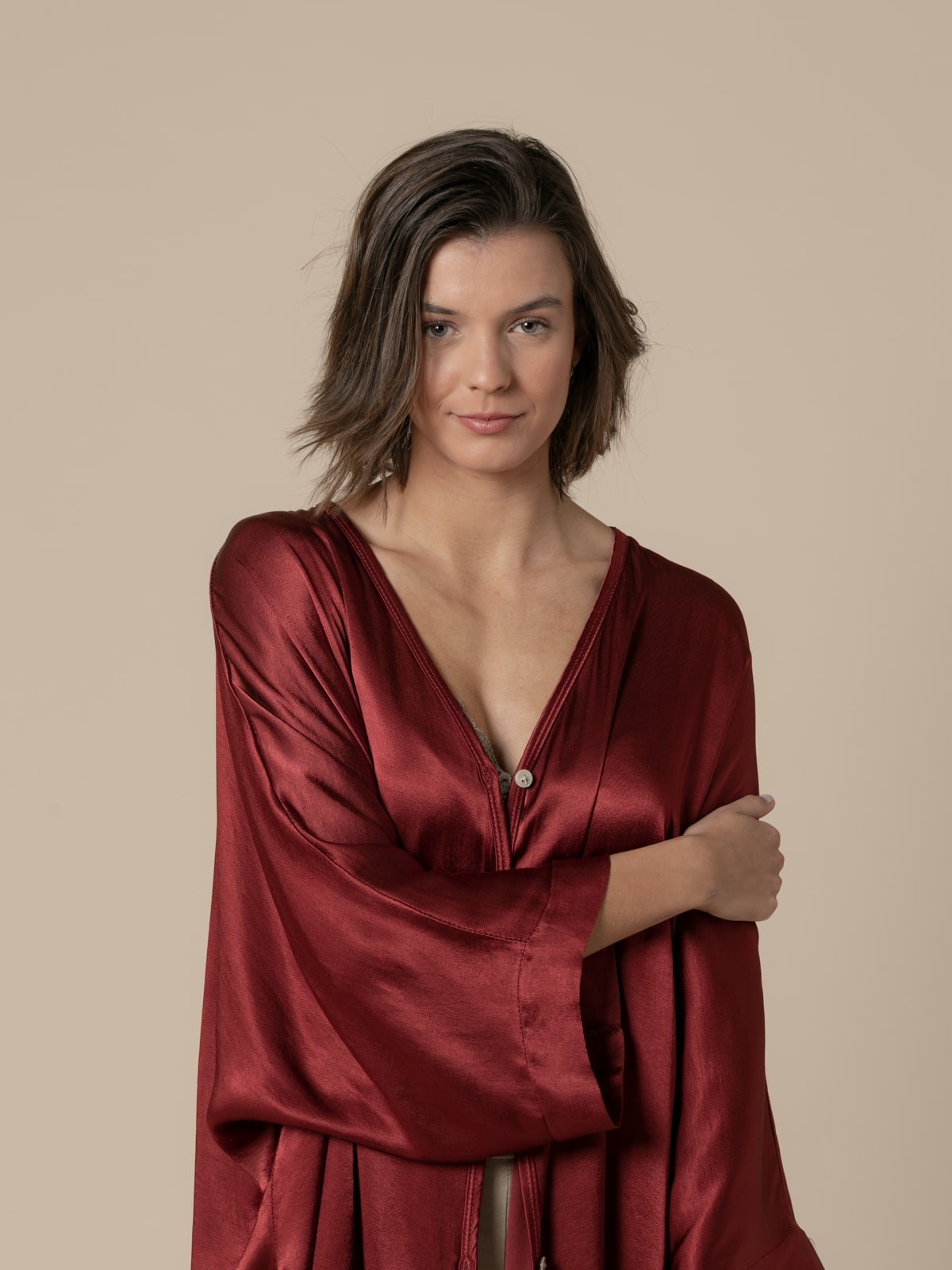 Woman Party line satin jacket  Bordeaux