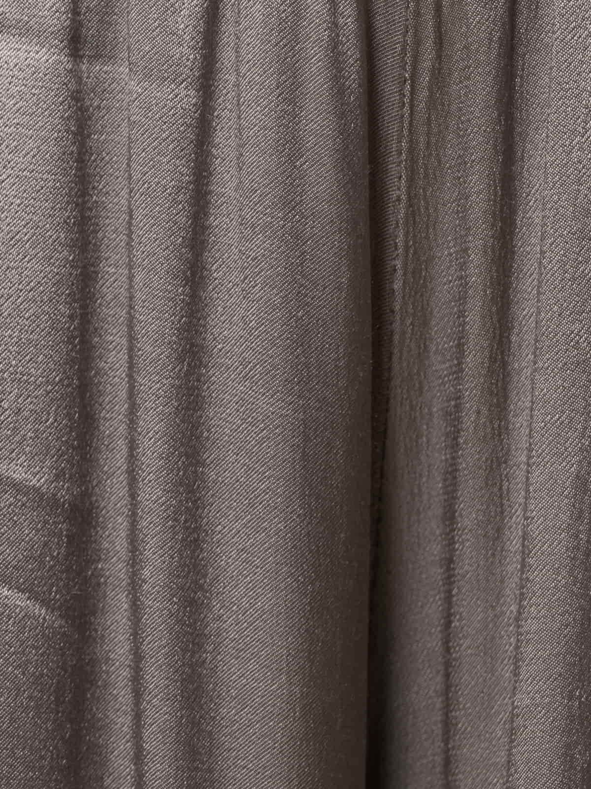 Woman Satin trousers with honeycomb waistband  Taupe
