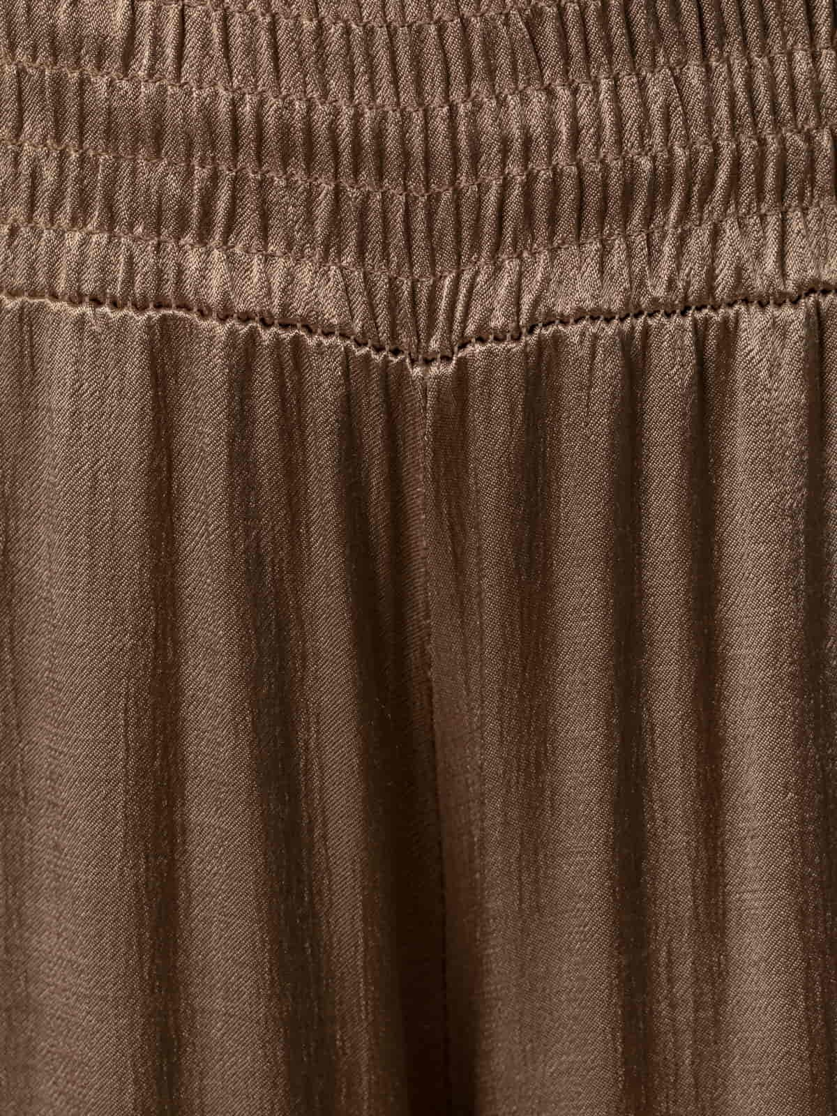 Woman Satin trousers with honeycomb waistband  Camel