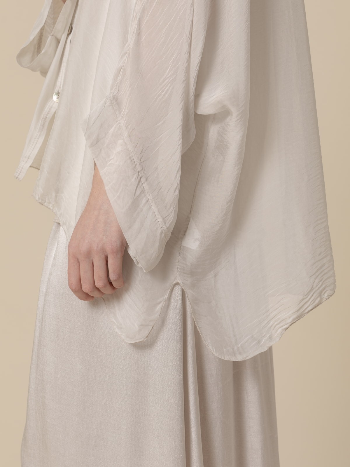 Woman V-neck silk blouse  Beige